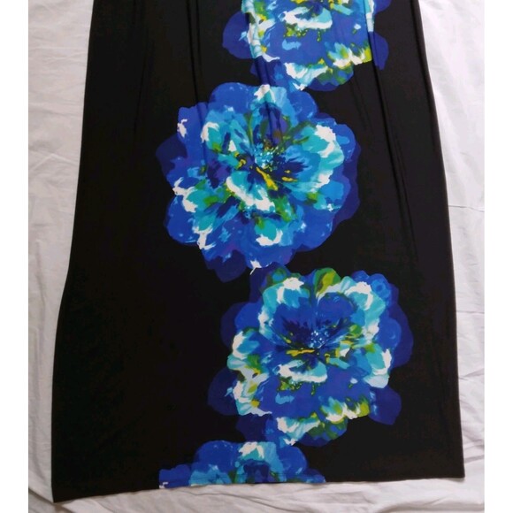 Catherines Maxi Dress Black Blue Floral Sleeveless Stretch Tropical  Womens 0X - Picture 3 of 9